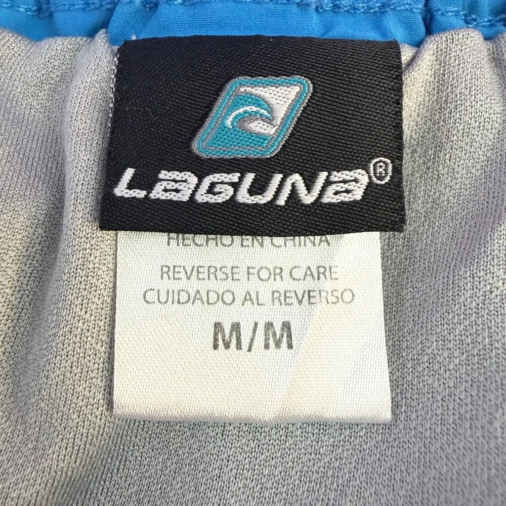 Laguna Men's Blue Camouflage Swim Trunks Size Medium Elastic‎ Waist Cargo Pocket